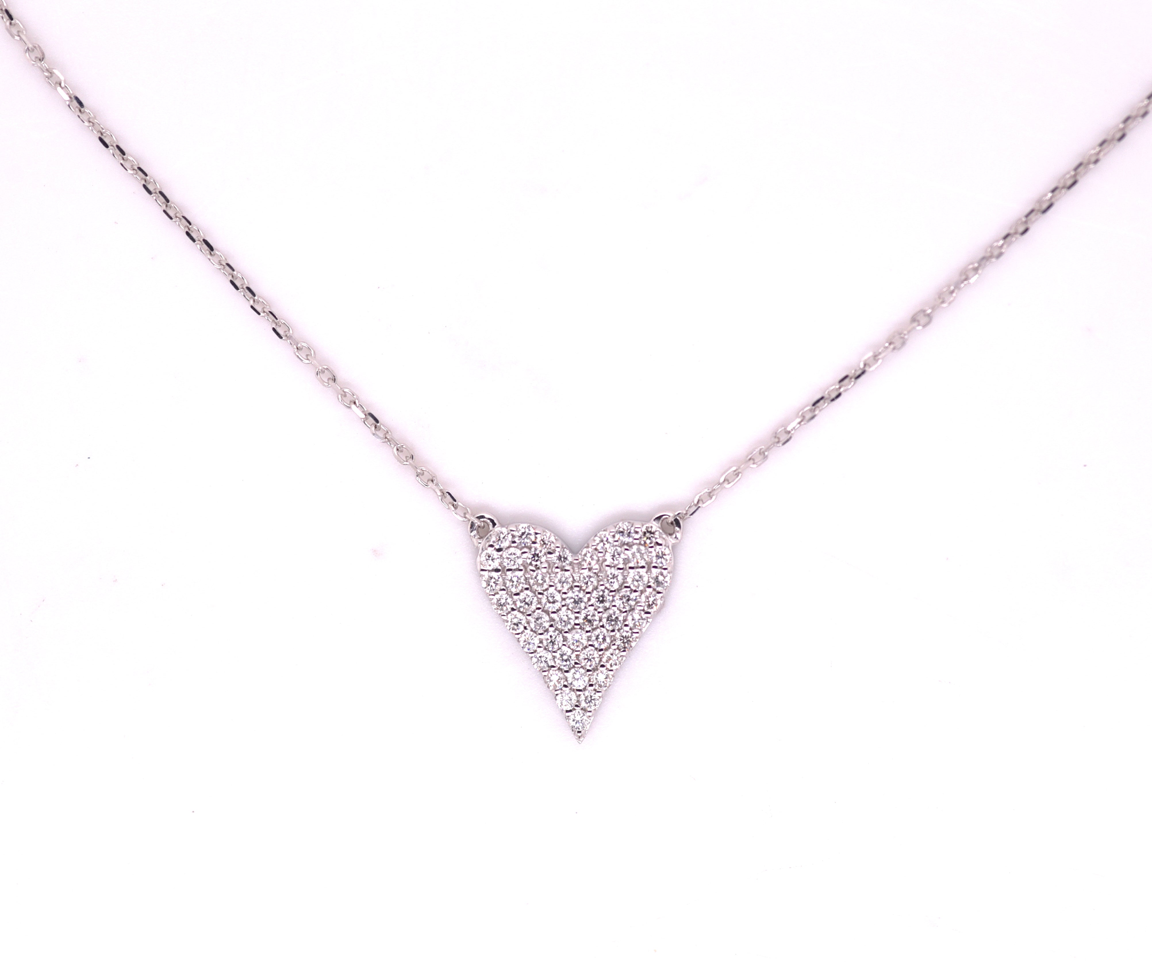 14KW Diamond Pave Heart Necklace 001-165-00136 PL Houston