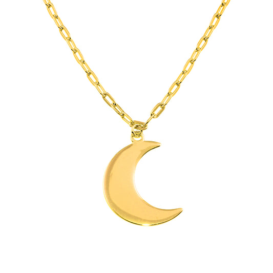 Crescent Moon and Paper Clip Necklace