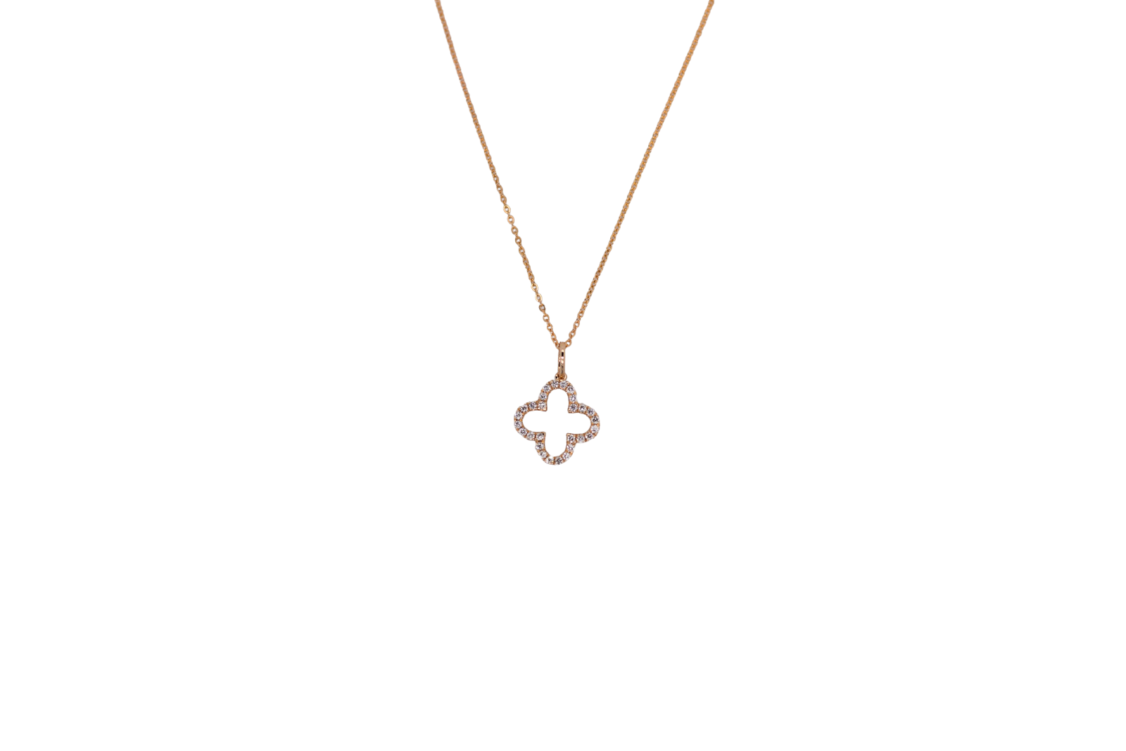 14K Yellow Gold Lucky Clover Diamond Necklace