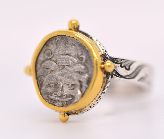 Ancient Greek Hemidrachma Coin Ring