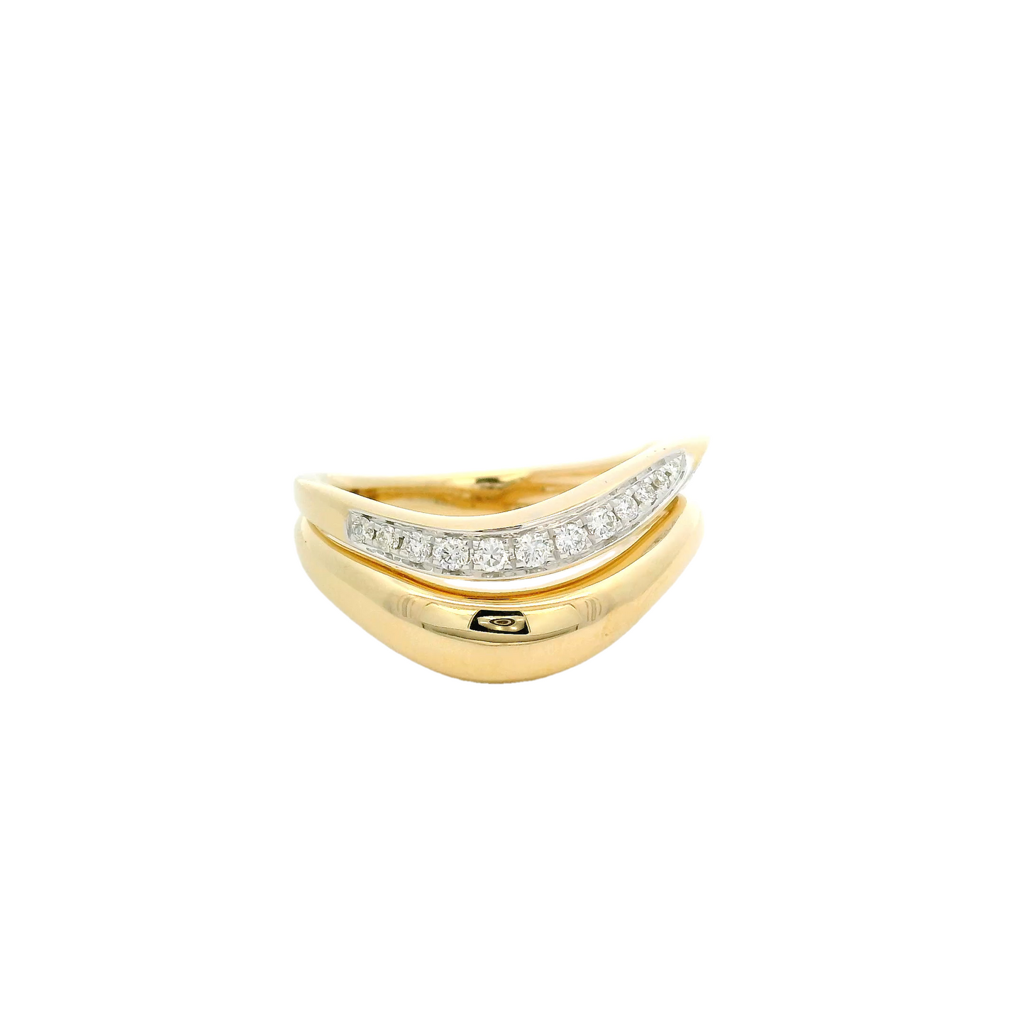 14kt Yellow Gold Pave + Solid Double Twisted Ring