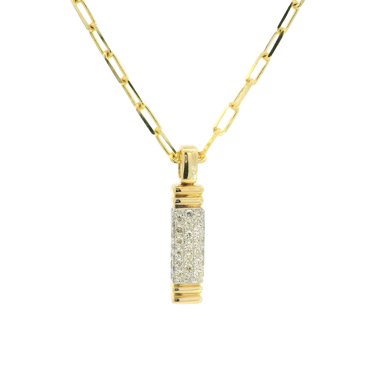 14kt Yellow Gold Diamond Paperclip Necklace