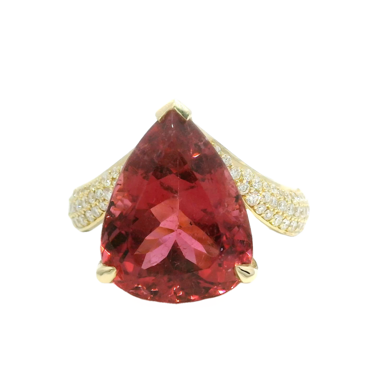 14kt Yellow Gold Pink Salmon Tourmaline Ring