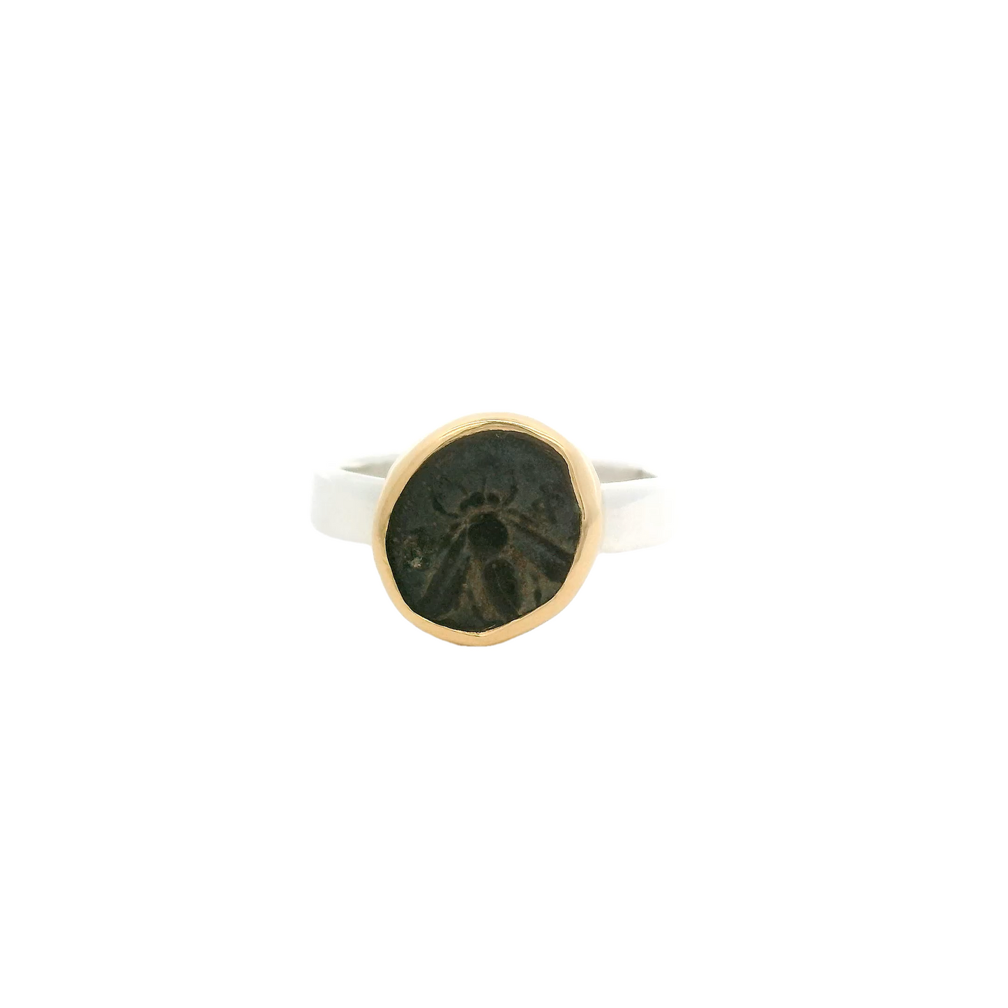 Ancient Greek Bee Coin Two Tone Ring