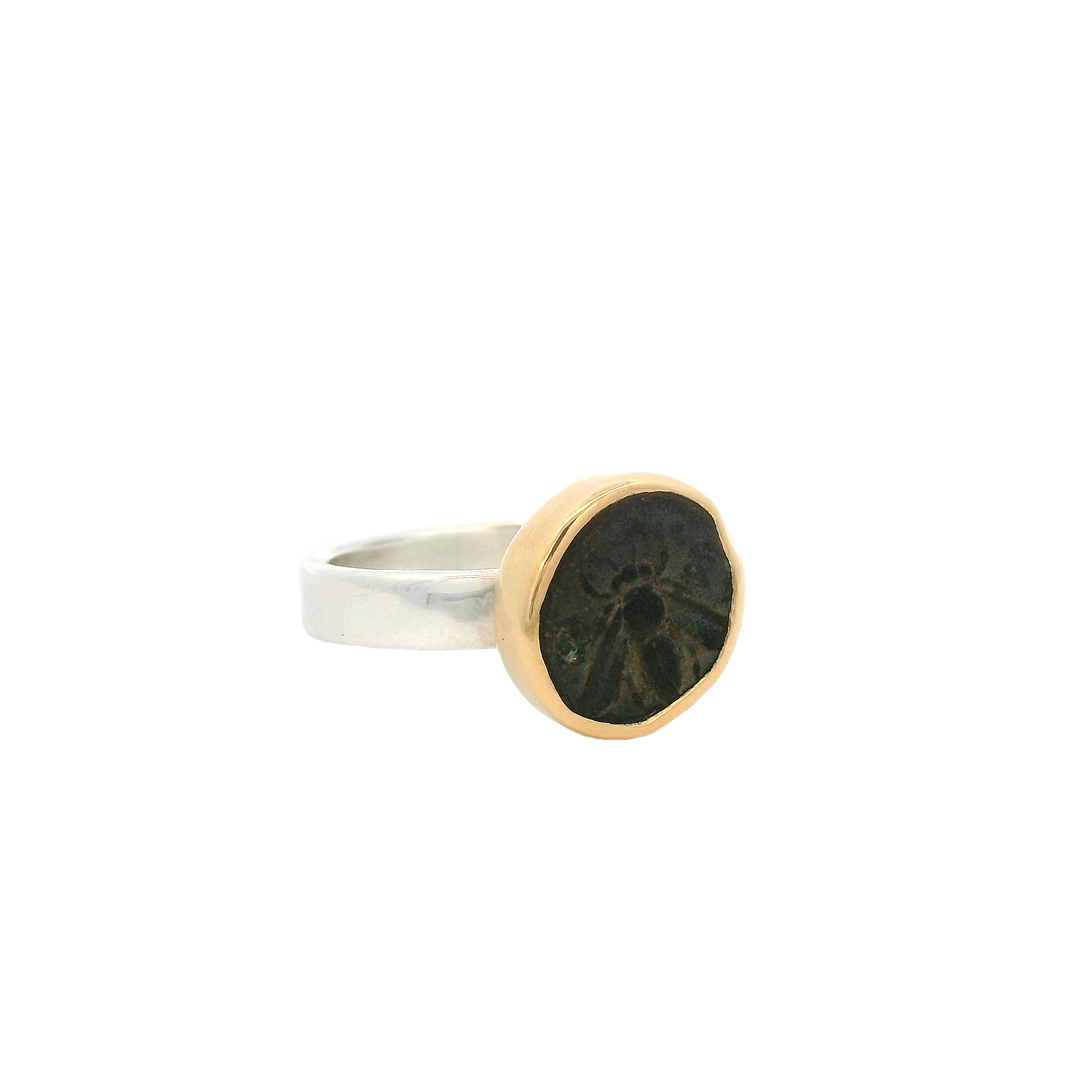 Ancient Greek Bee Coin Two Tone Ring