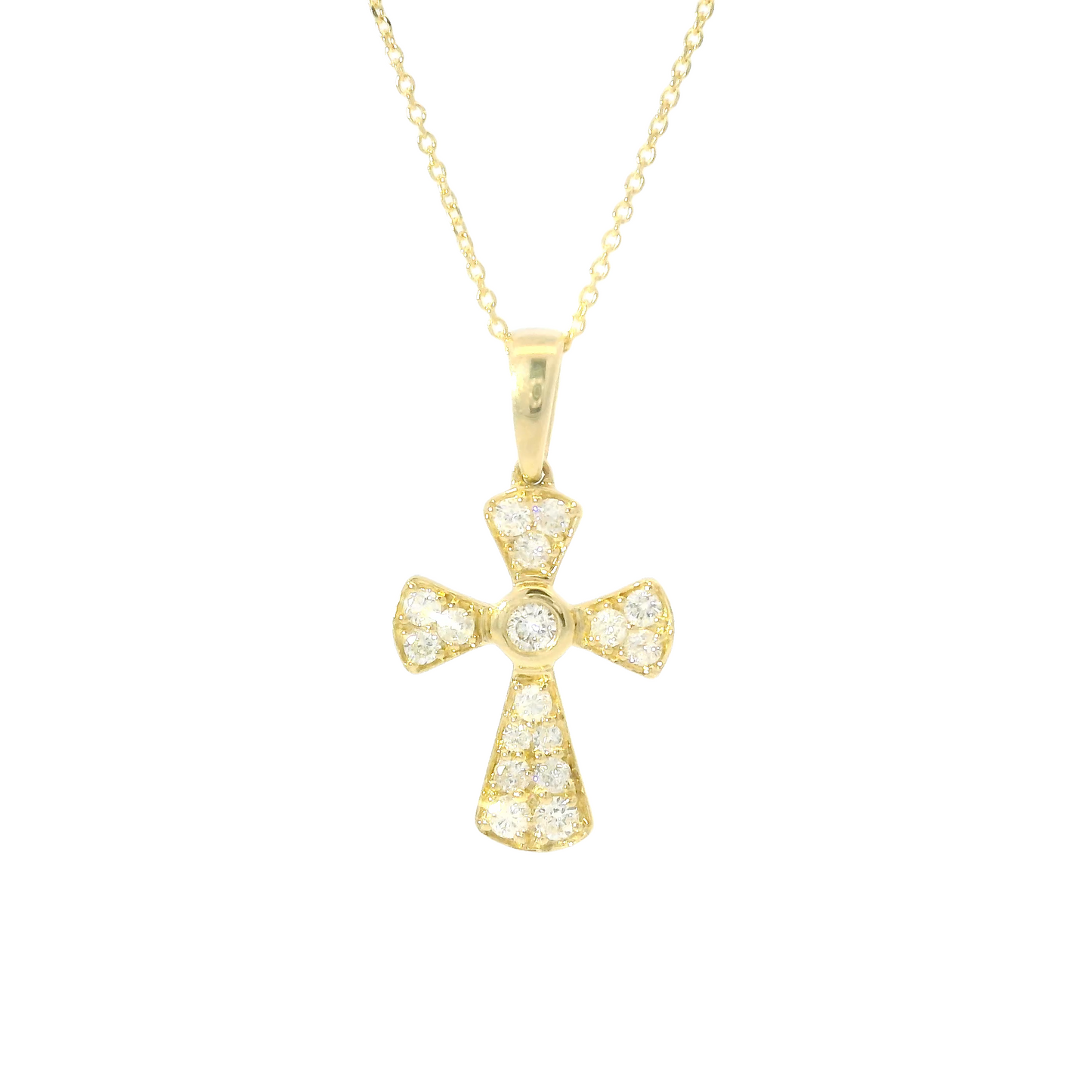 14kt Yellow Gold Diamond Cross Necklace