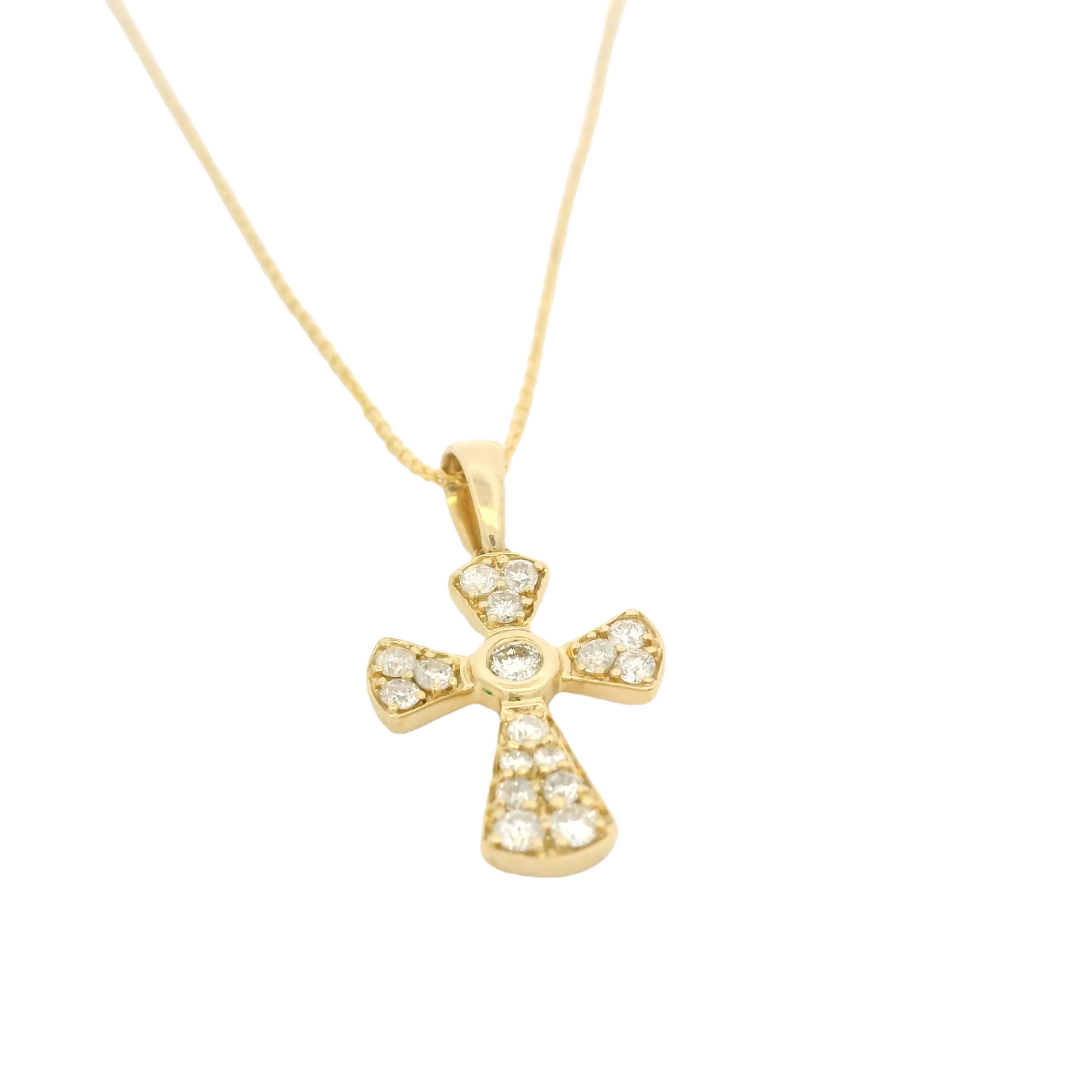 14kt Yellow Gold Diamond Cross Necklace