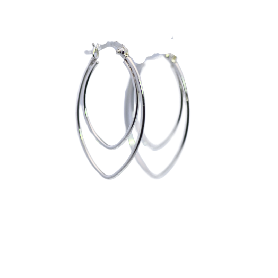 Sterling Silver Double Pear Hoop Earrings