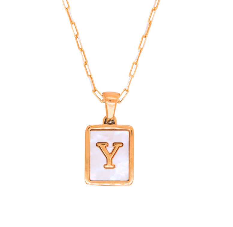 Large Mother of Pearl Initial Necklace