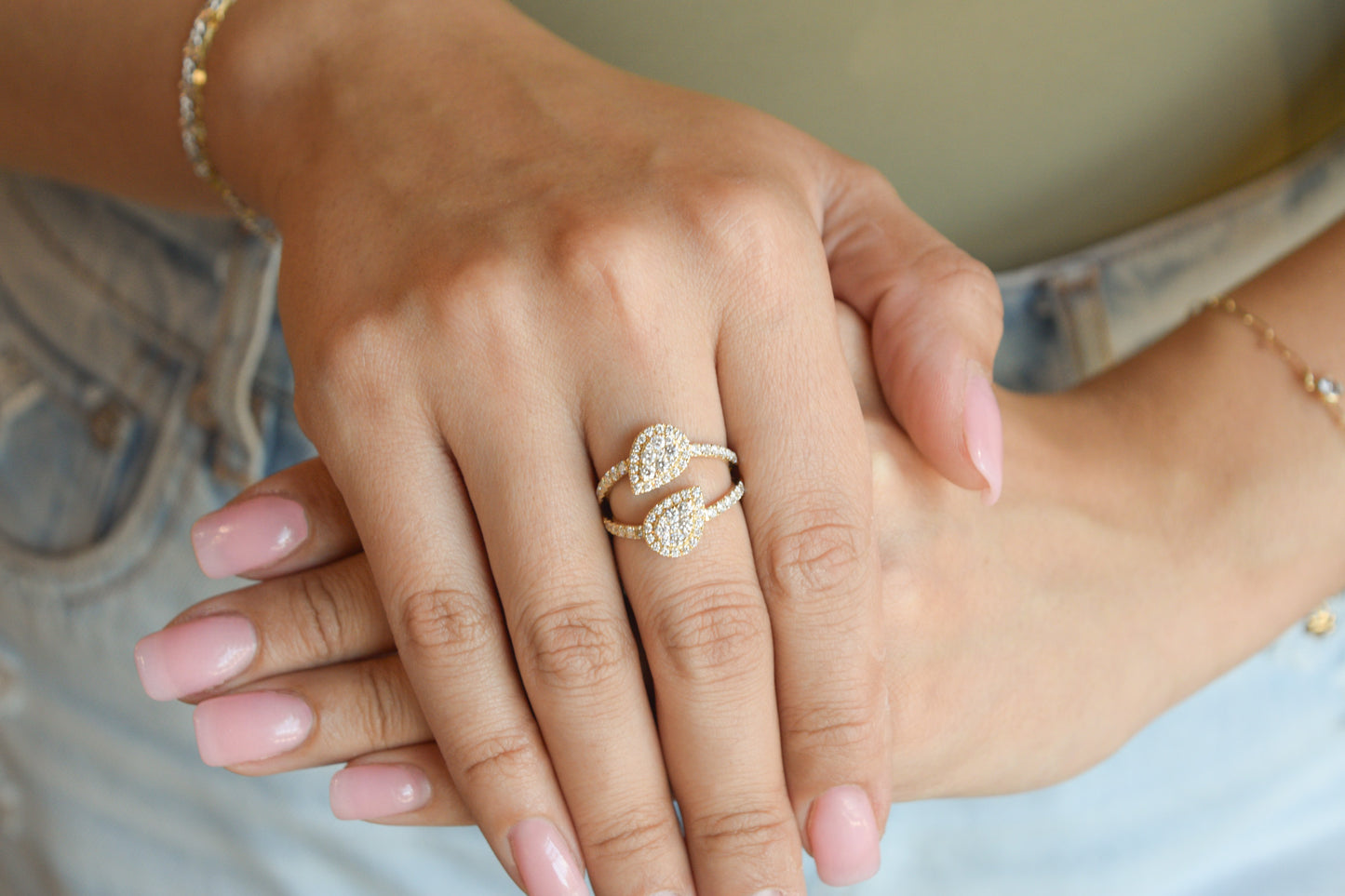 Diamond Pave Pear Ring