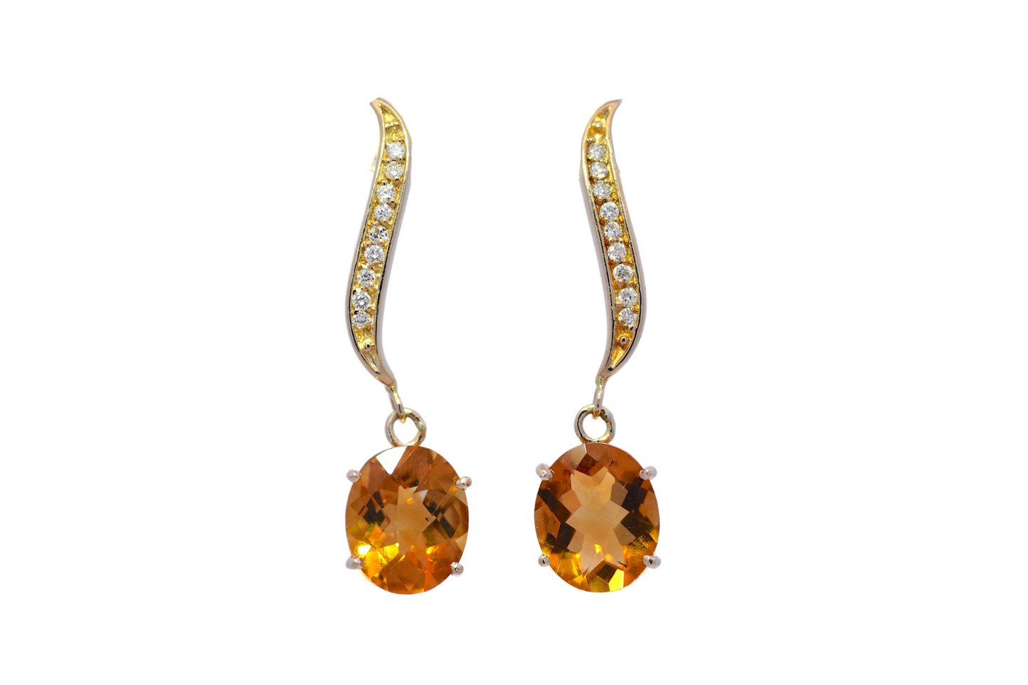 14kt Yellow Gold Citrine & Diamond Earrings