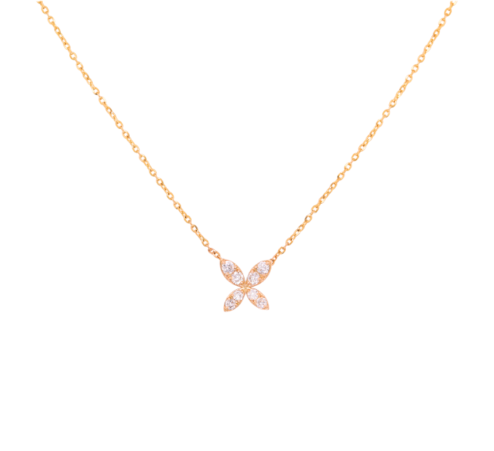 Stationary Flower Diamond Necklace