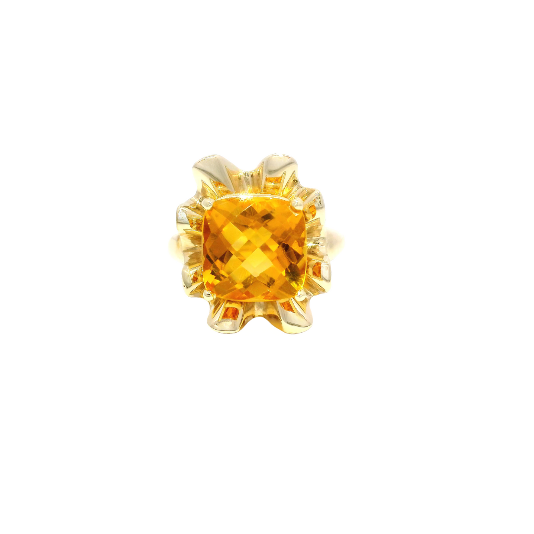 Cushion Cut Citrine Ring