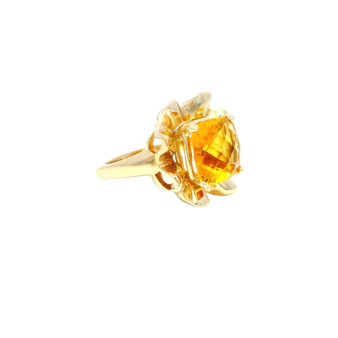 Cushion Cut Citrine Ring