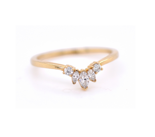 14kt Yellow Gold Marquise Crown Ring