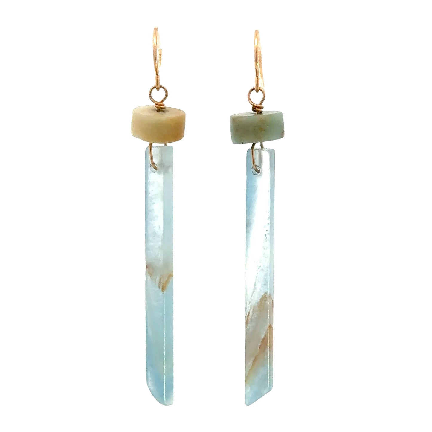 Aquatine Calcite + Amazonite Earrings