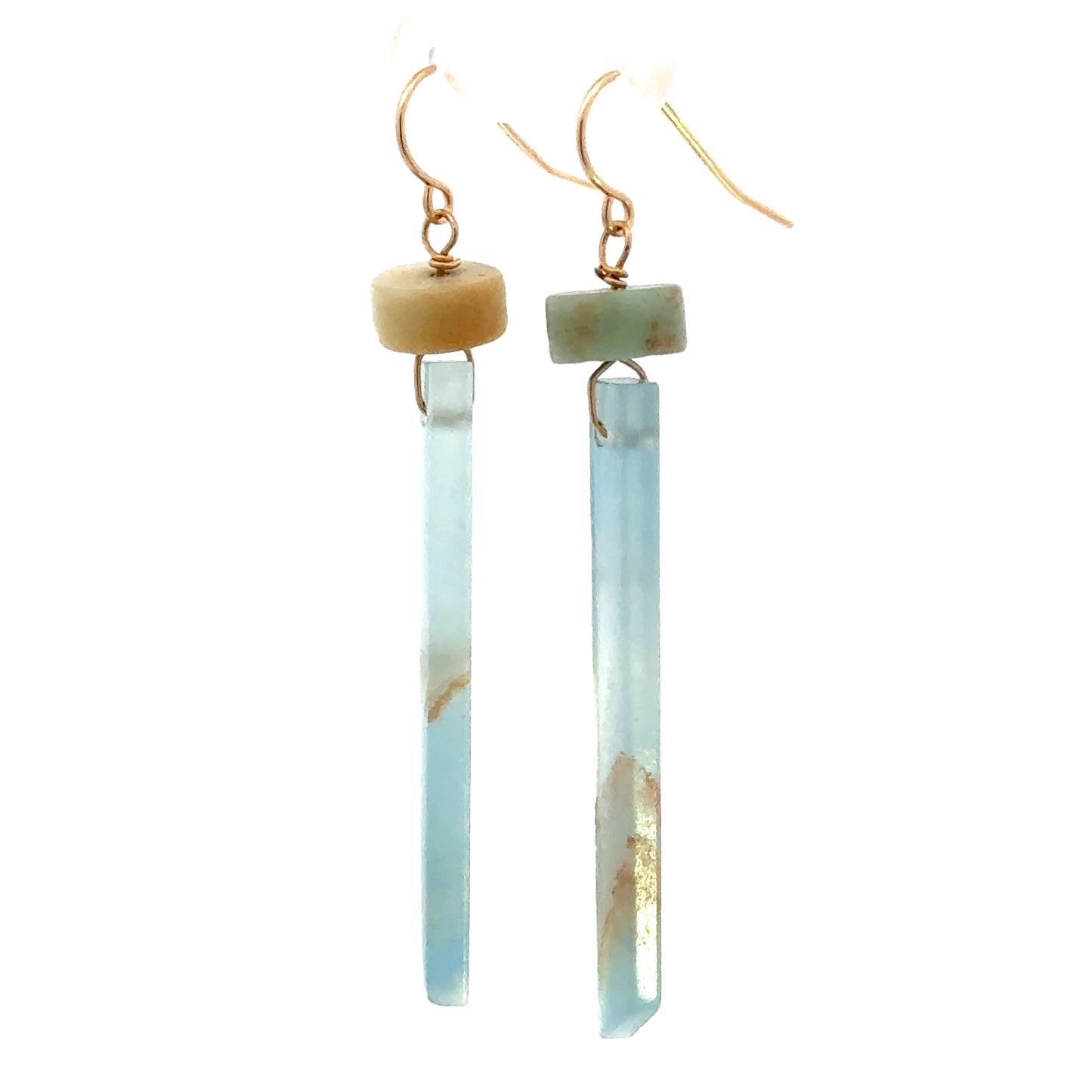 Aquatine Calcite + Amazonite Earrings