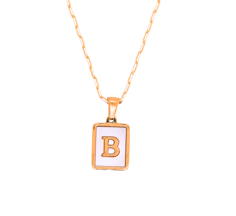 Large Mother of Pearl Initial Necklace