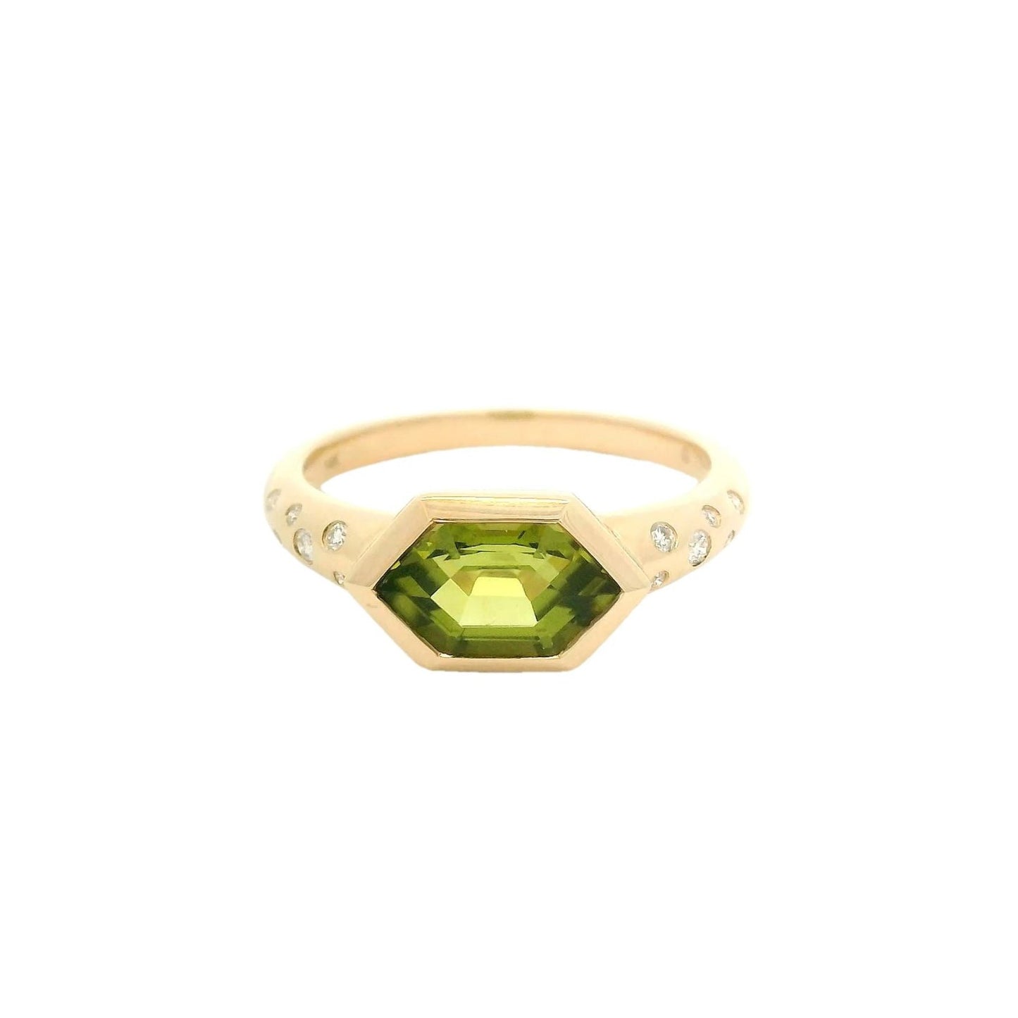 14kt Yellow Gold Hexagon Gemstone Ring