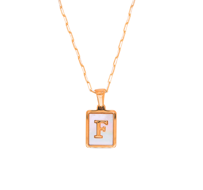 Large Mother of Pearl Initial Necklace