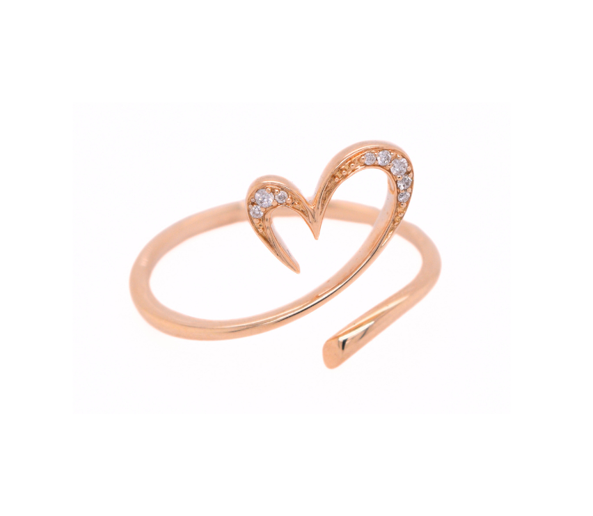Diamond Heart Swirl Ring