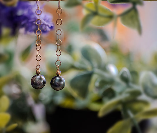 Vermeil Tahitian Pearl Drop Earrings