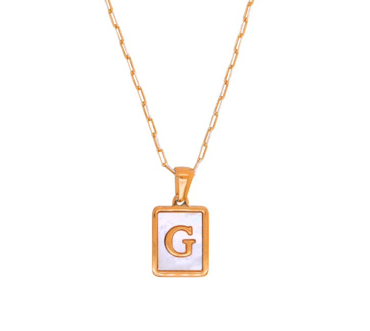 Large Mother of Pearl Initial Necklace