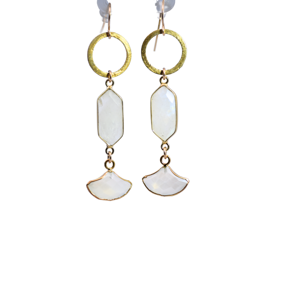 Moonstone Disc Earrings