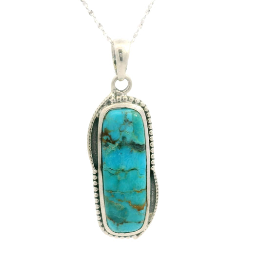 Sterling Silver Elongated Turquoise Necklace