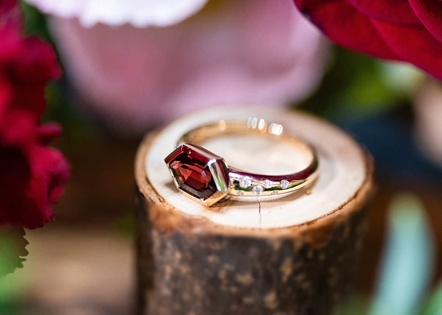 14kt Yellow Gold Hexagon Gemstone Ring