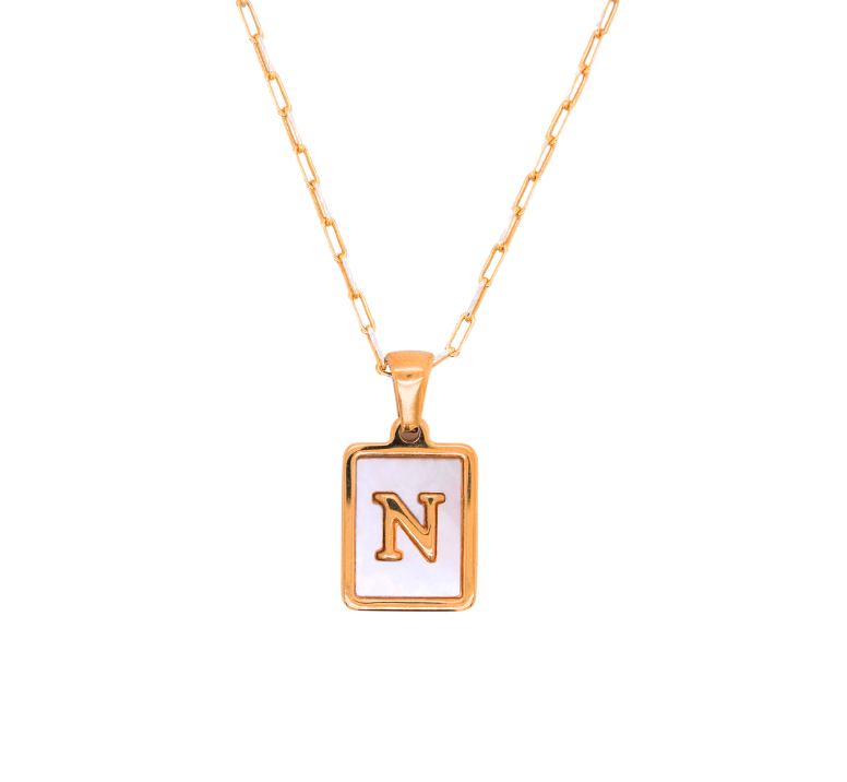 Large Mother of Pearl Initial Necklace