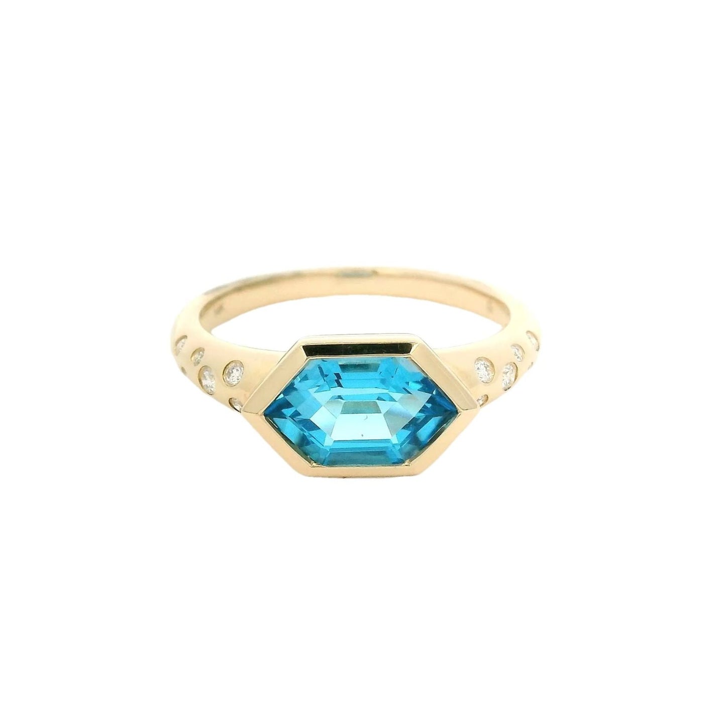 14kt Yellow Gold Hexagon Gemstone Ring