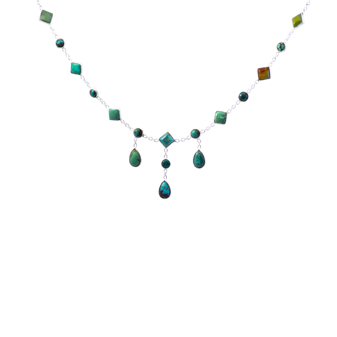 Sterling Silver Turquoise Triple Drop Necklace