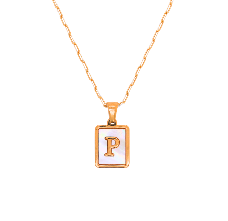 Large Mother of Pearl Initial Necklace