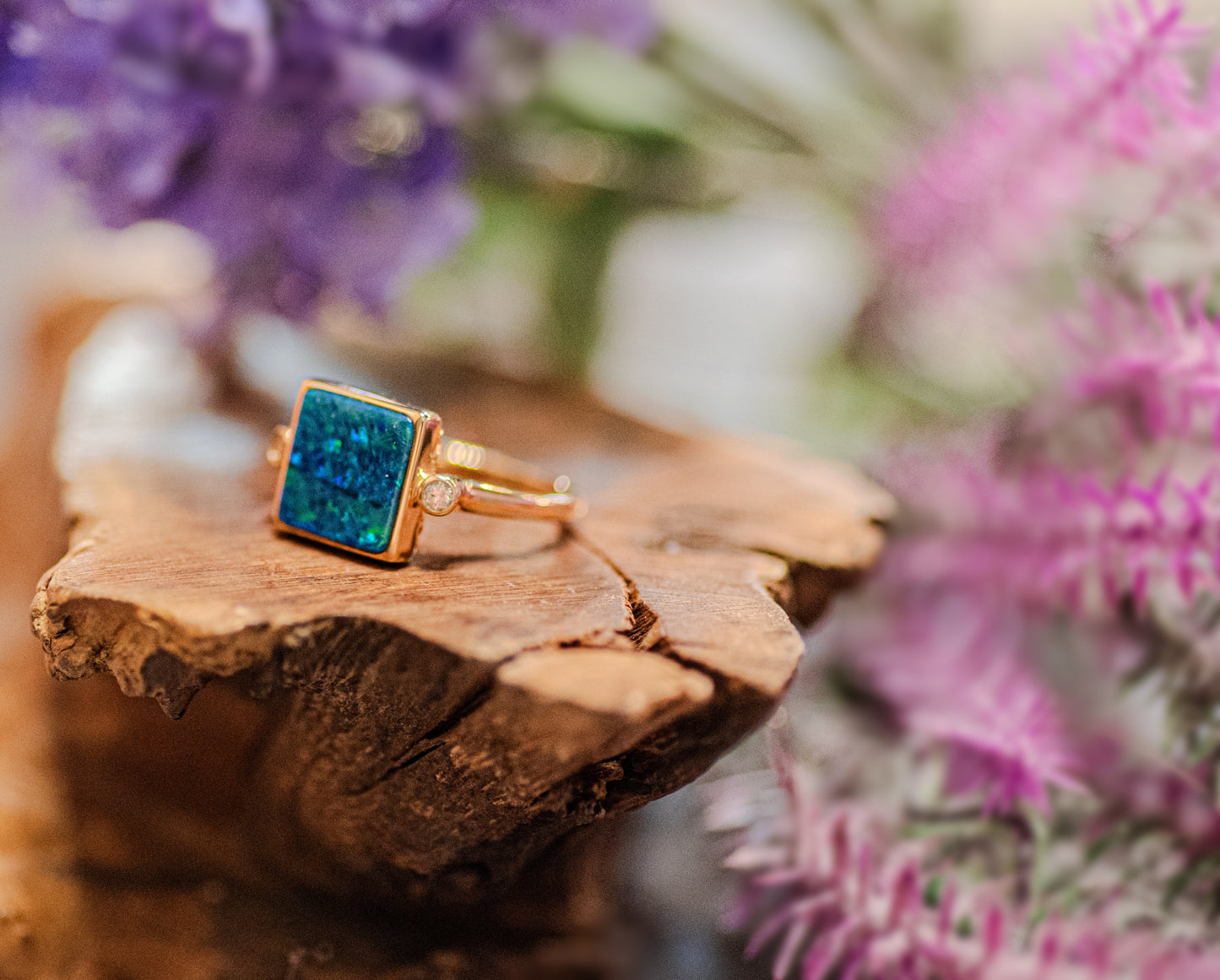 14kt Yellow Gold Opal and Diamond Ring