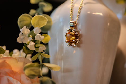 14kt Yellow Gold Cushion Cut Citrine Pendant