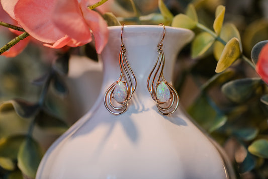 14kt Yellow Gold Australian Opal Earrings