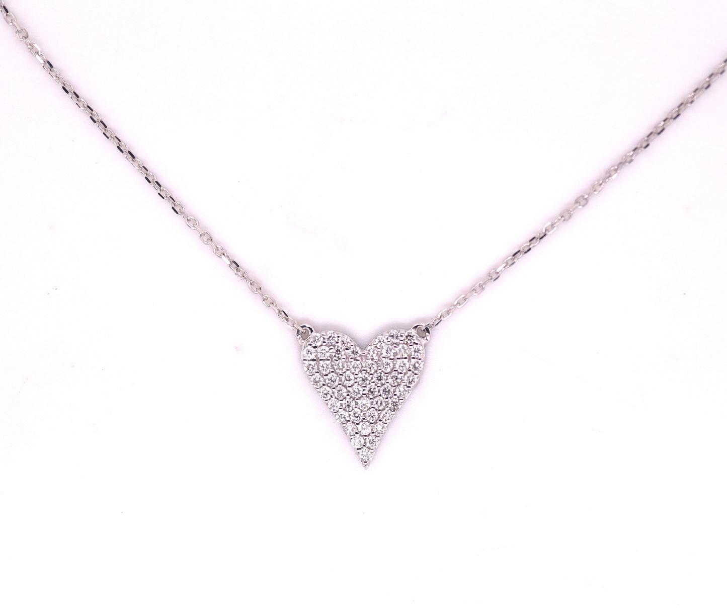 Pave Diamond Elongated Heart Necklace