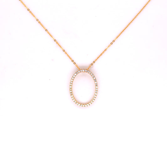 Diamond Oval Outline Necklace
