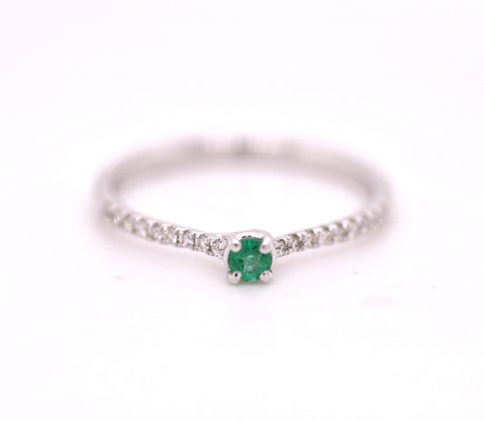 Single Emerald + Diamond Ring