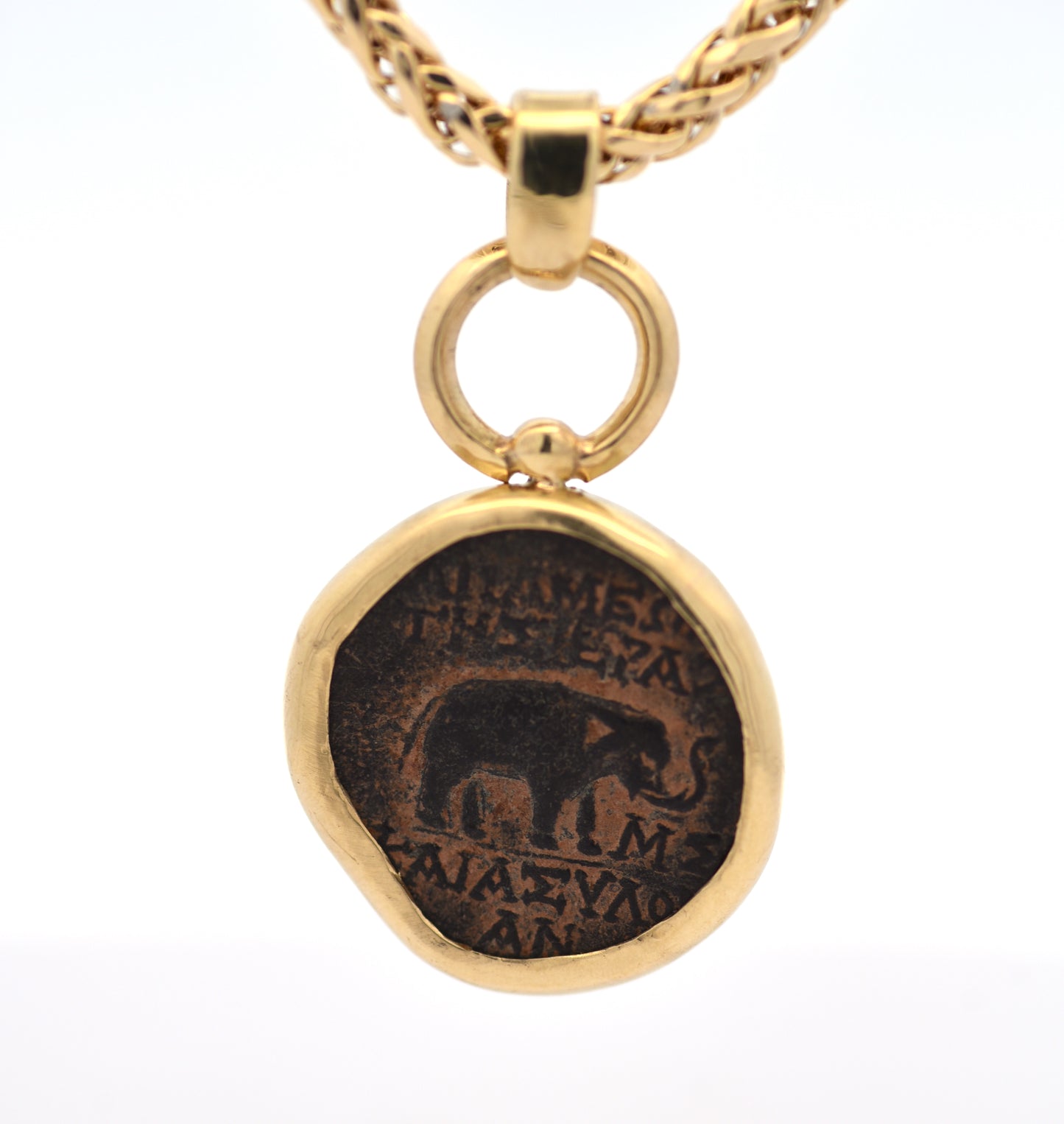 Elephant & Zeus Ancient Coin Pendant