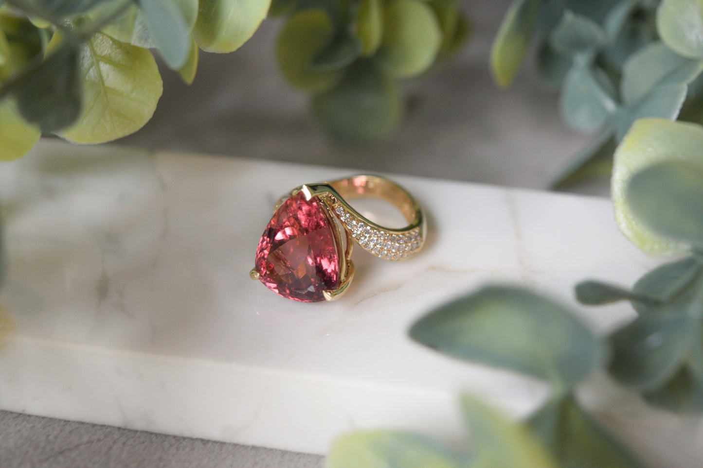 14kt Yellow Gold Pink Salmon Tourmaline Ring