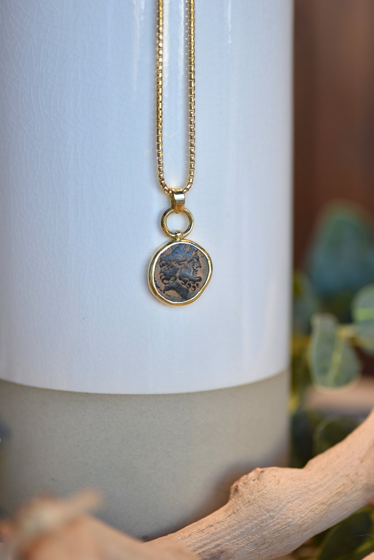 Elephant & Zeus Ancient Coin Pendant