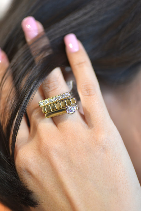 Large Diamond Bezel Bar Ring