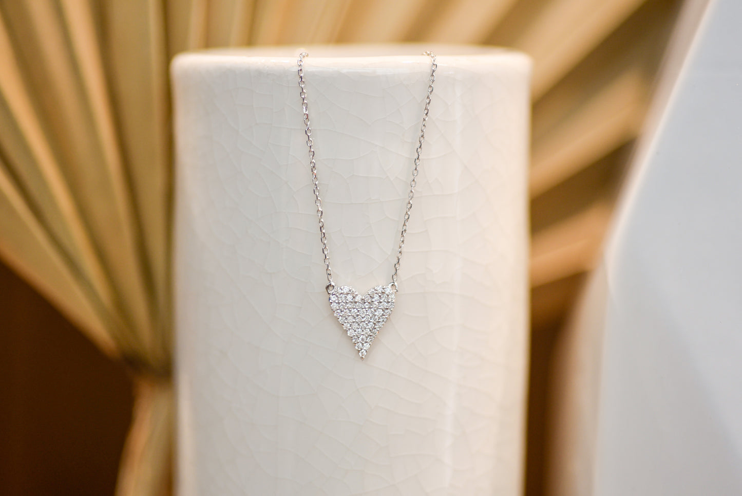 Pave Diamond Elongated Heart Necklace