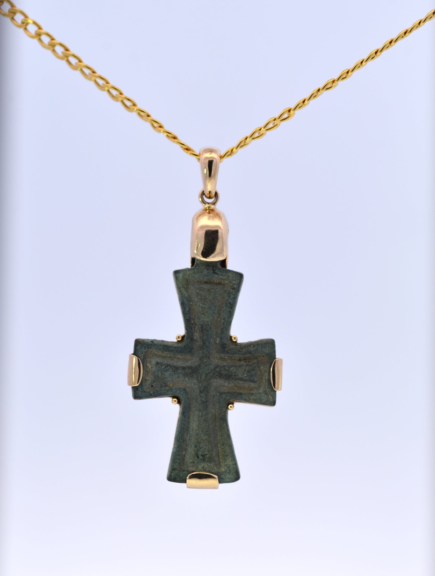 Ancient Bronze Byzantine Cross Pendant