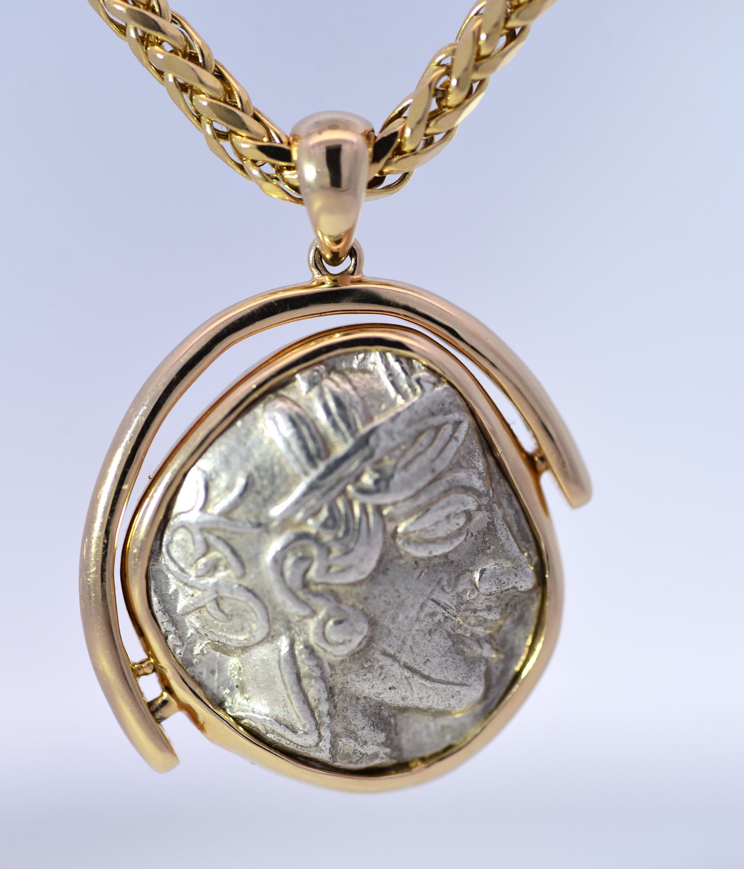 Athena + Owl Ancient Coin Pendant