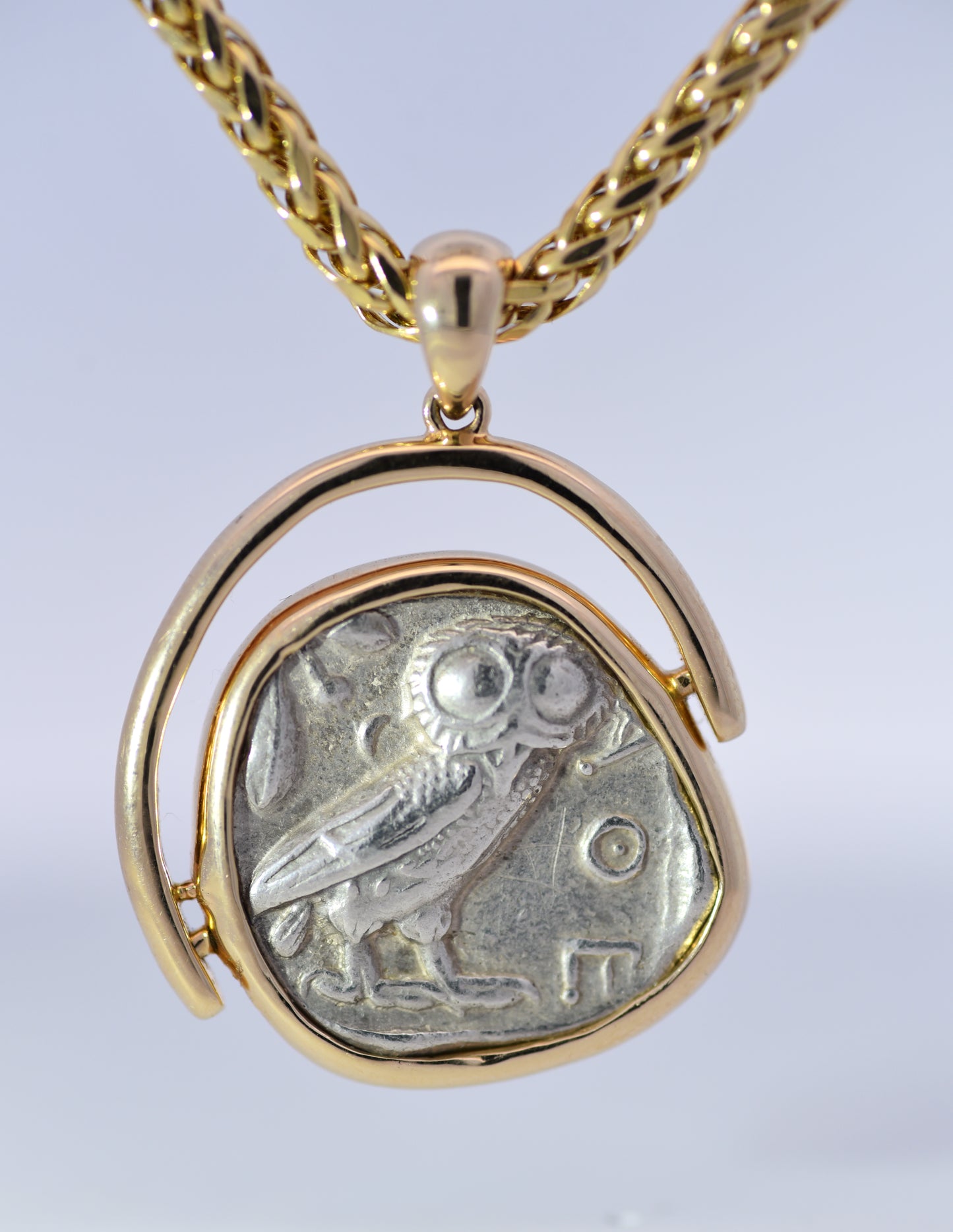 Athena + Owl Ancient Coin Pendant