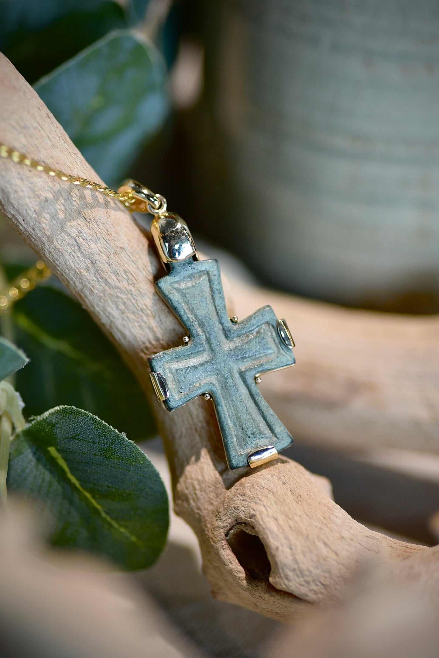 Ancient Bronze Byzantine Cross Pendant