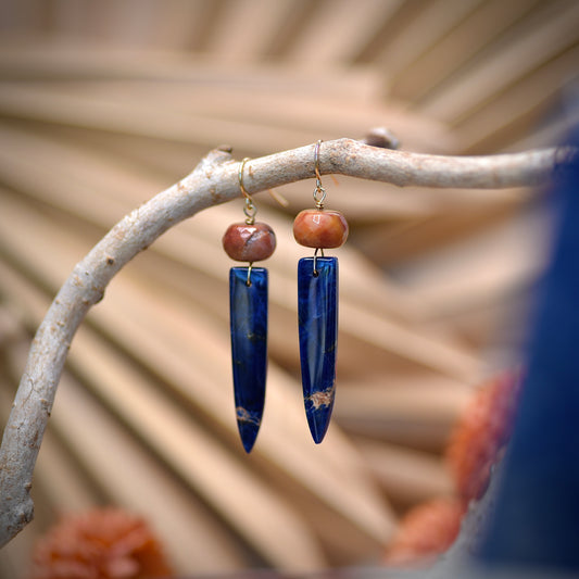 Orange Sodalite + Amazonite Earrings